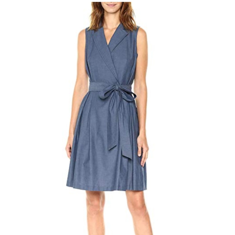 Anne Klein Women's Notch Collar Wrap Dress W/Full - Picture 3 of 6